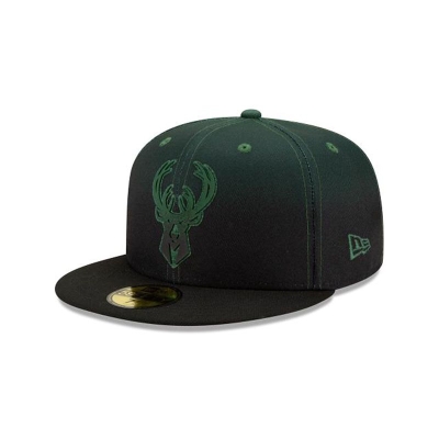 Green Milwaukee Bucks Hat - New Era NBA Back Half 59FIFTY Fitted Caps USA8062743